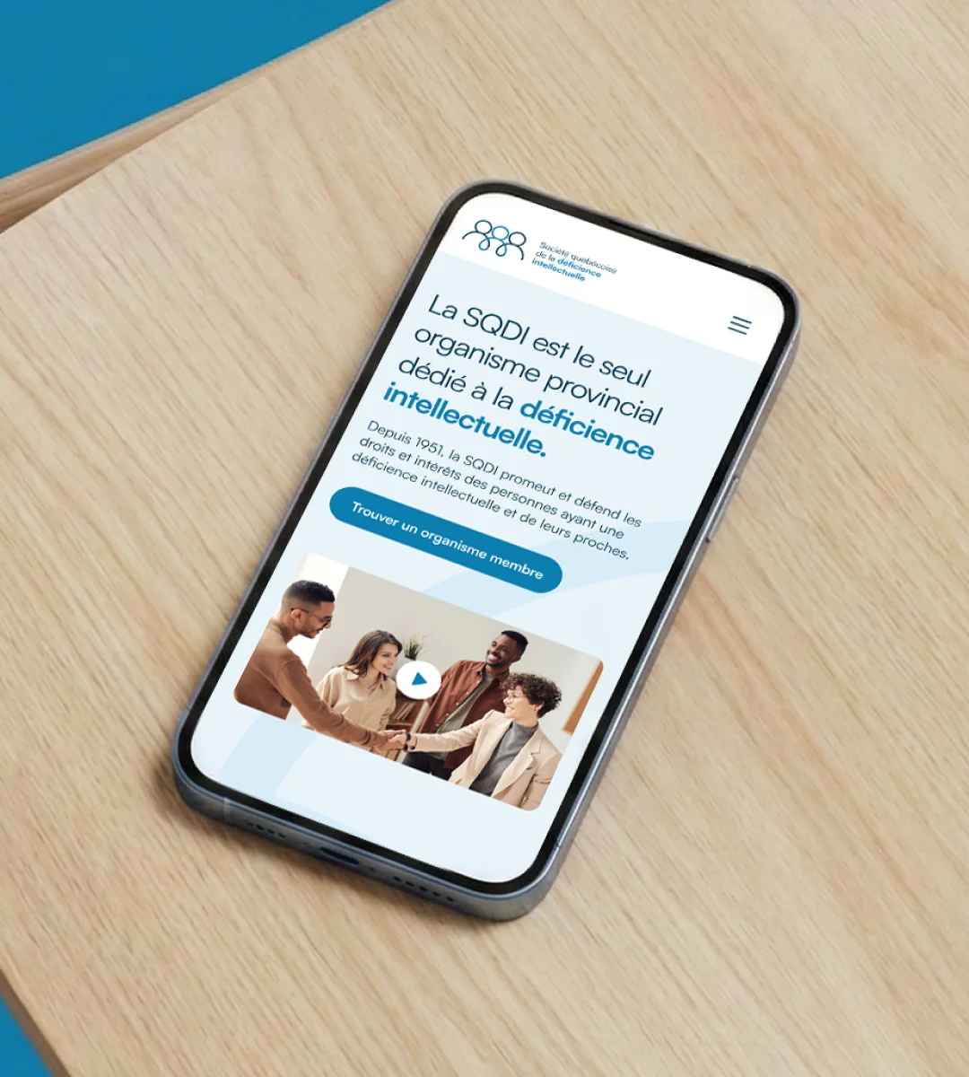 Mise en situation du site web de la Société québécoise de la déficience intellectuelle.