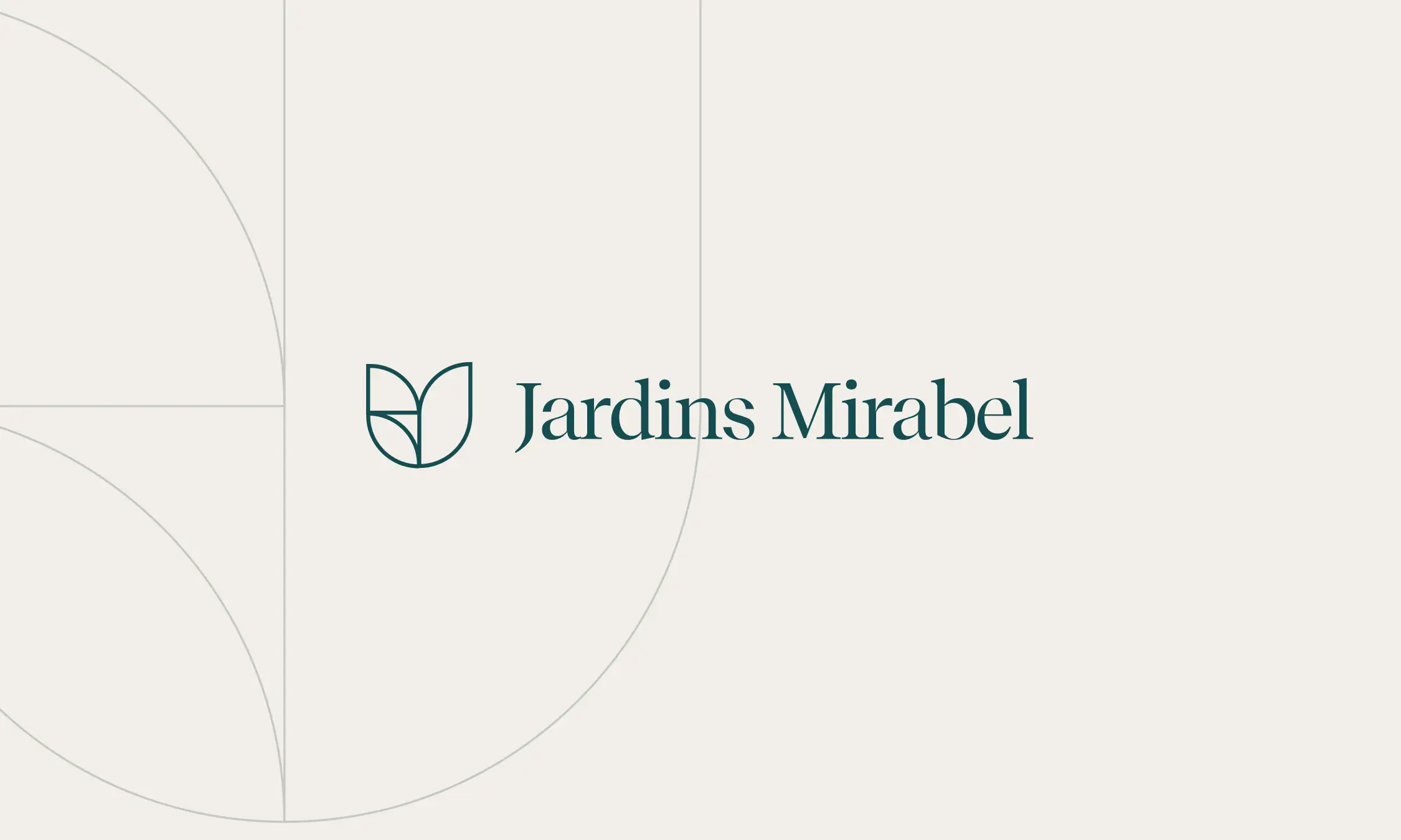 Logo de Jardins Mirabel en vert profond sur fond crème
