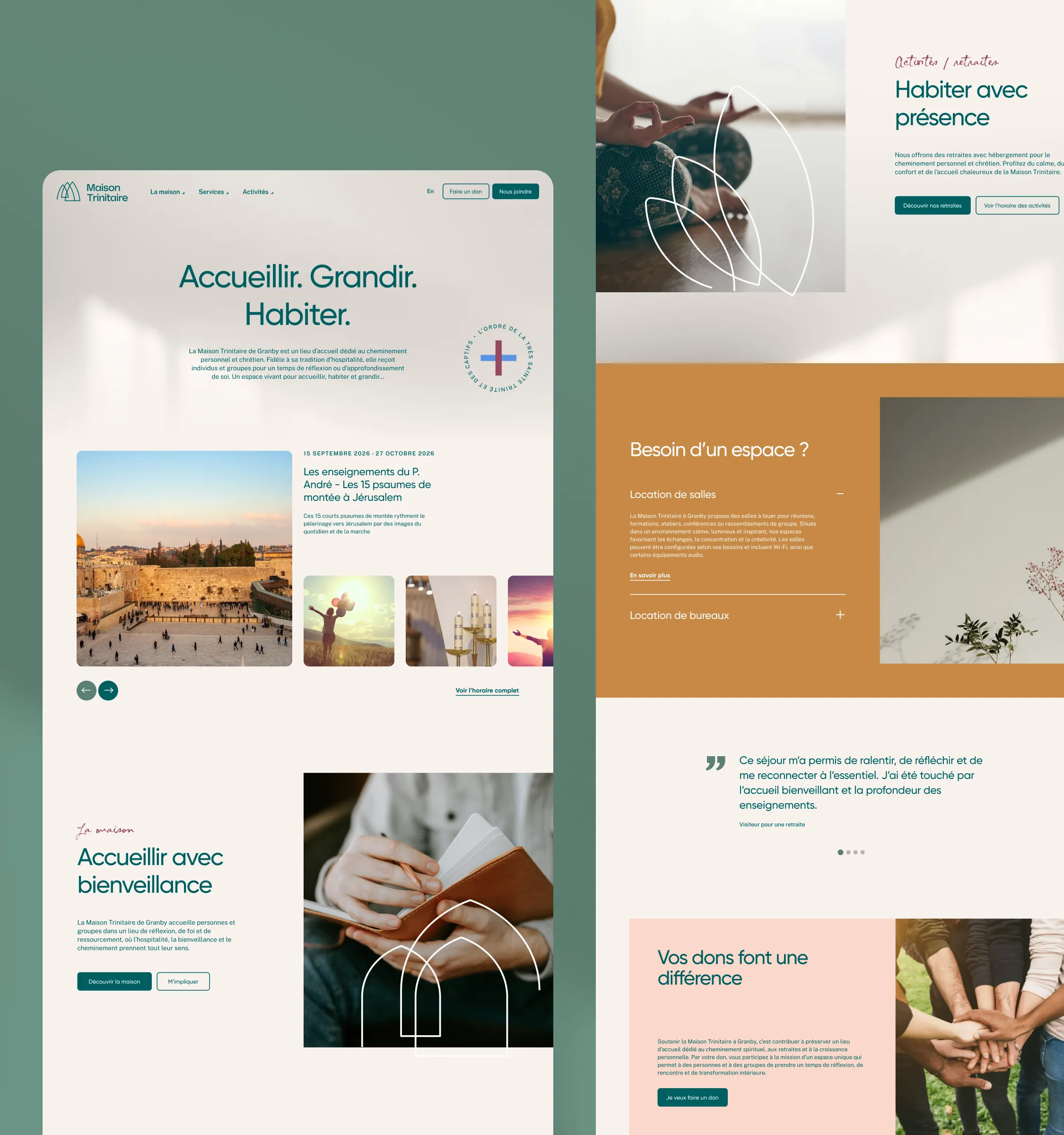 Page d’accueil du site web de Maison Trinitaire