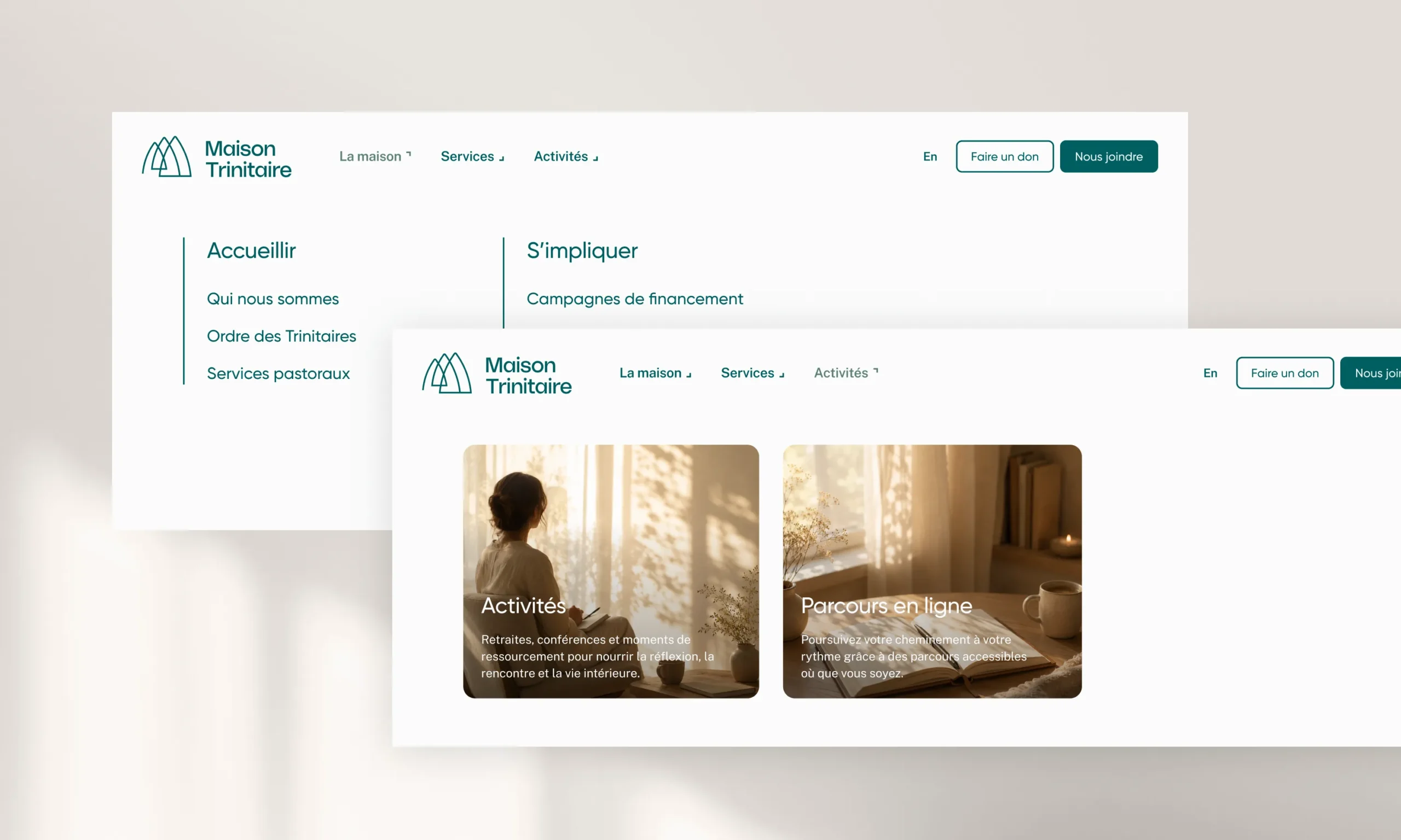 Navigation du site web de Maison Trinitaire sur ordinateur
